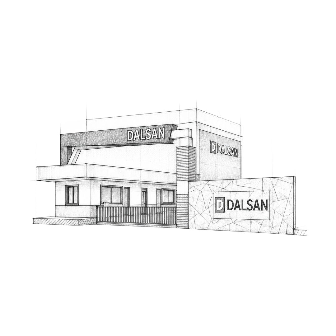 Dalsan proje kara kalem mimari eskiz çizimi